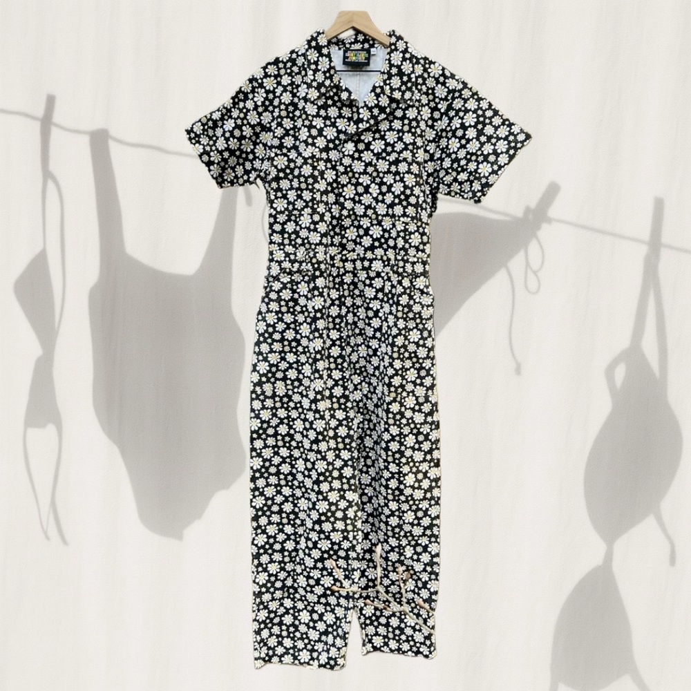 Big Bud Press Black Lazy Daisy Short Sleeve Jumpsuit Size 2XL